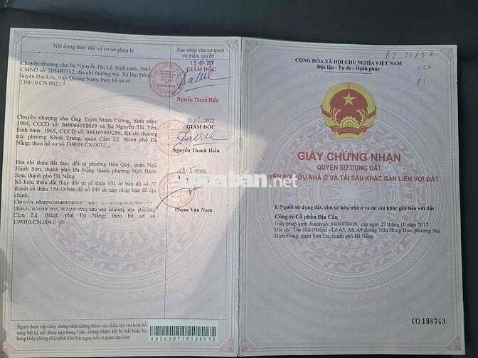 2 lô góc Trung hoà 1 Đường 7m5 Villa Võ Chí Công Cầu Khuê Đông