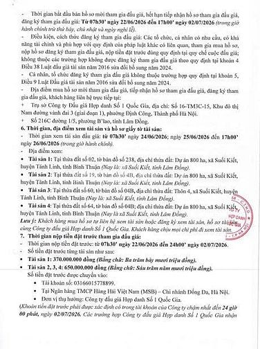 BÁN ĐẤU GIÁ TÀI SẢN SUỐI KIẾT - LÂM ĐỒNG