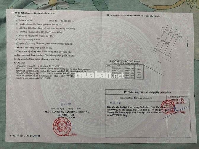 Diện tích: 400m2. Ngang 20 dài 20. Bao gồm 4 sổ mỗi sổ 5 x 20 vuông nh