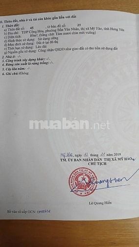 Bán đất có nhà 2 tầng cũ. Diện tích 89 m2 tại Chợ Bần, Hưng Yên