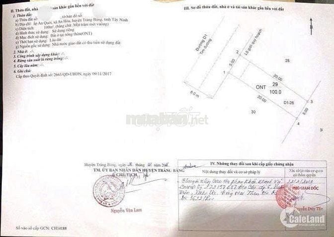 bán gấp lô đất đường nhựa kinh doanh 100m2 ở Trảng Bàng giá 650 triệu.