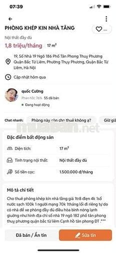 CHO THUÊ PHÒNG KHÉP KÍN NHÀ TẦNG