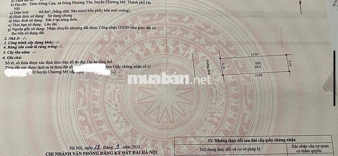chính chủ bán gấp 64,4m phú nghĩa chương mỹ trả nợ ngân hàng