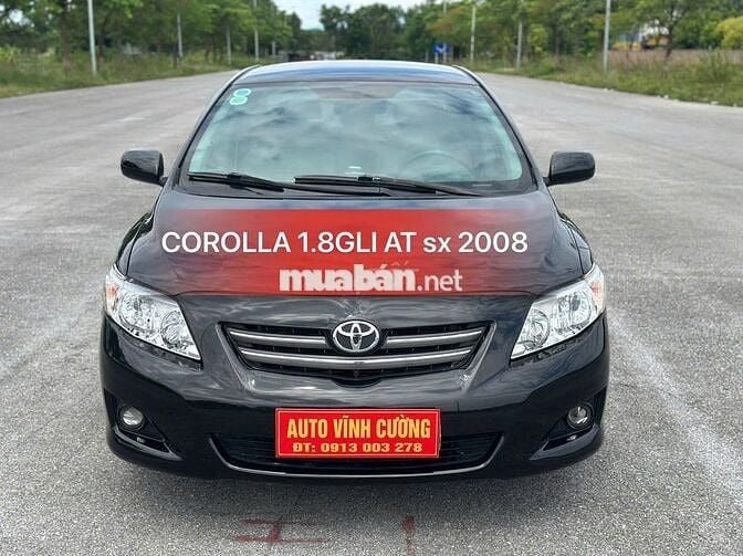 Toyota Corolla 1.8GLI AT 2008 Đen Tự động