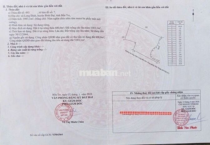 6000 m2 Đất mặt tiền Khu Công Nghiệp Phú Thuận Bến Tre 