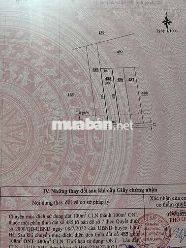 Chính chủ bán 500m đất mặt tiền đường bê tông tại Nam Ban, Lâm Hà
