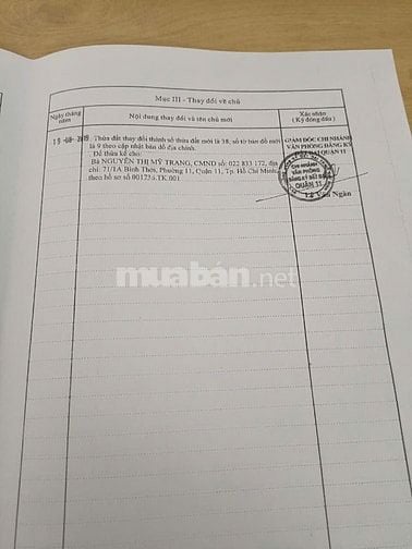 Nhà Bán : 71/1A Bình Thới P.11 Q.11 Tp.HCM - dt:6,3x10,8m nở hậu 9,1m