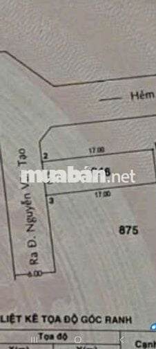 BÁN 85M2 ĐẤT ( ONT) HẺM Ô TÔ 6 M , KDC HIỆN HỮU HIỆP PHƯỚC NHÀ BÈ 