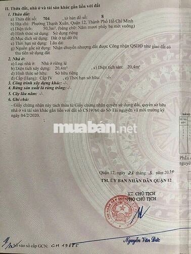 CẦN BÁN NHÀ ĐẸP 4 TẦNG ĐƯỜNG TX52 THỚI AN-HẺM XE HƠI 8.3M- 5.3 TỶ