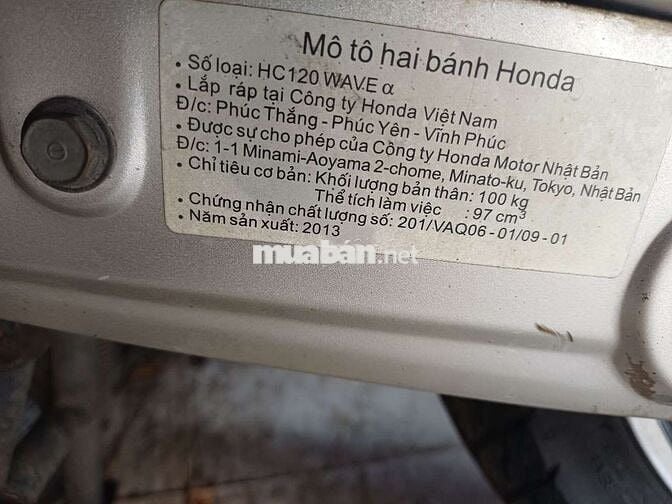 Honda Wave Alpha 2013 máy zin êm