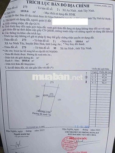 BÁN ĐẤT ĐẦU TƯ GIÁ RẺ XÃ AN NINH - TÂY NINH