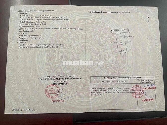 Đất thổ cư cặp bên mặt tiền Quốc Lộ 50 Cần Giuộc
