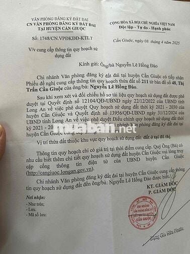 Đất thổ cư cặp bên mặt tiền Quốc Lộ 50 Cần Giuộc