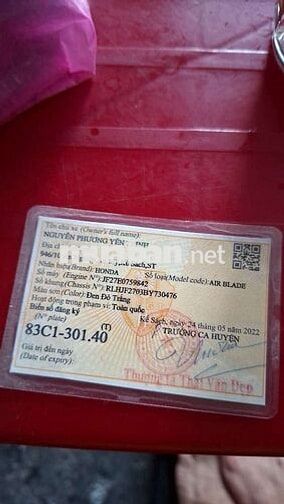 Honda Air Blade Fi Đỏ trắng đen biên sô 83