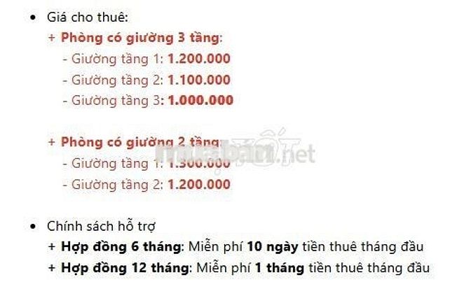 KTX GIÁ RẺ FULL TIỆN NGHI - FREE 1 THÁNG TIỀN THUÊ