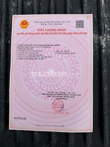Đất 5×20 full thổ cư giá 199 ngay tiểu học Suối Đá 