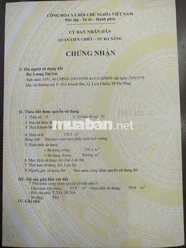 Đất mặt tiền Nguyễn Lương Bằng gần Mega MM chính chủ
