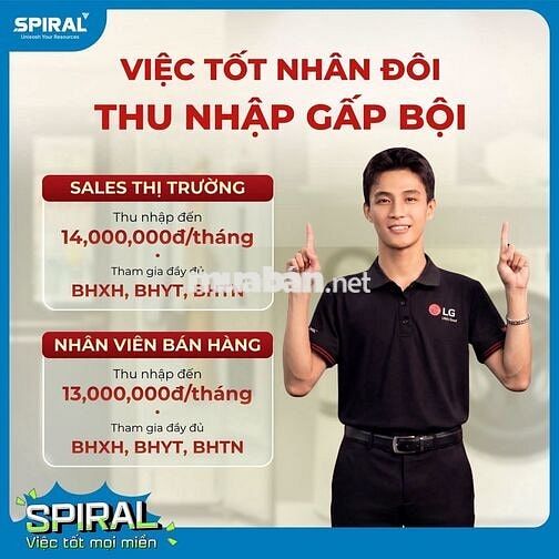 ĐÀ NẴNG - TUYỂN NHÂN VIÊN BÁN HÀNG ĐIỆN MÁY LG
