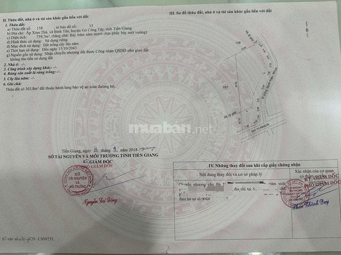 Bán 2 thửa đất mặt tiền liền kề Gò CôngTây, 1400m2 có thổ cư, sổ riêng