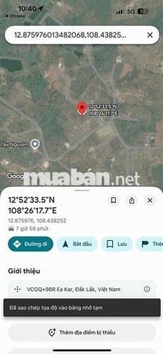 BÁN ĐẤT VƯỜN EA KAR - 551.8M² - 100% QUY HOẠCH THỔ CƯ - MẶT TIỀN 11M C