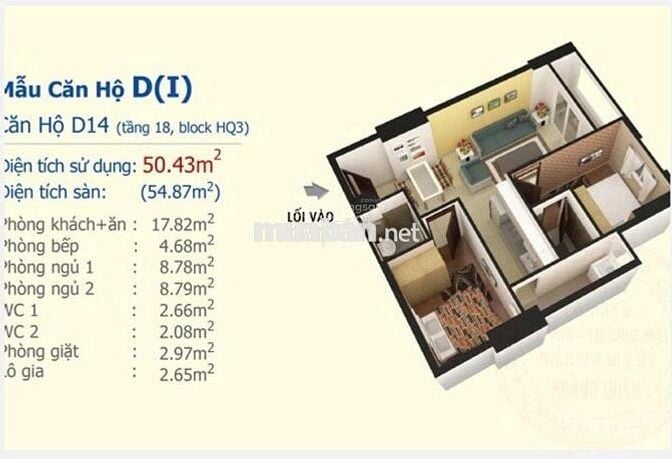 Chính chủ bán căn hộ 2PN HQC Plaza full nội thất chỉ 1,55 tỷ