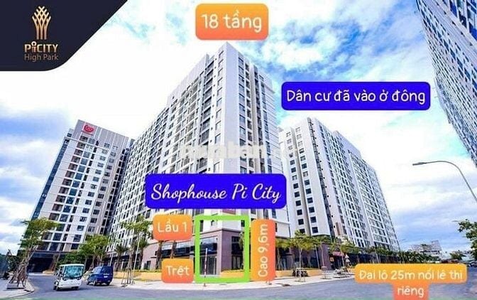 CHO THUÊ SHOP HOUSE 2 TẦNG PICITY HIGH PARK TRỤC ĐƯỜNG 25M