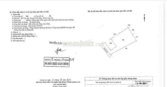 Ngân hàng thanh lý tài sản: xã Tân Mỹ, Huyện Đức Hoà, Long An