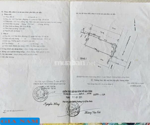 BÁN NHÀ GÓC 2 MẶT TIỀN KINH DOANH : 457 TÂN SƠN - P. 12 - Q. GÒ VẤP 