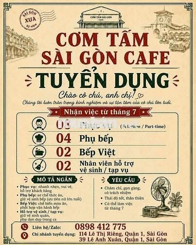 tuyển dụng nhân viên Bán cơm