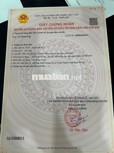 Chủ cần bán gấp lô đất chỉ cách KCN Minh Hưng 2 phút đi xe ,full 390tr