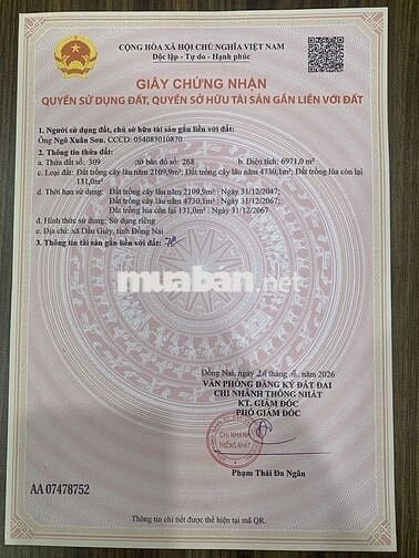 Bán đất Khu dân cư, Thống Nhất, Đồng Nai, giá tốt, diện tích 6971m2