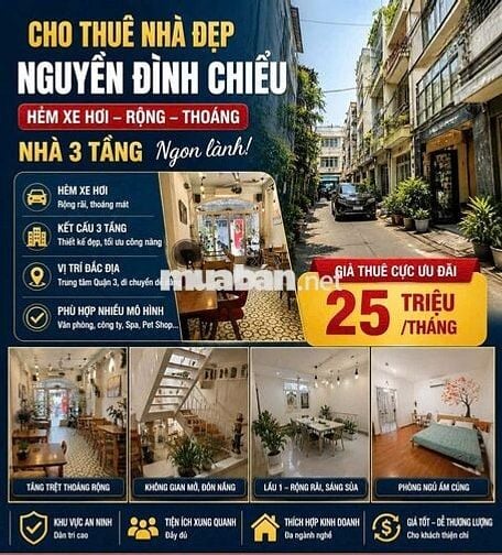 CHO THUÊ NGUYÊN CĂN QUẬN 3 - HẺM/MẶT TIỀN - NHÀ CHÍNH CHỦ GIÁ CỰC TỐT
