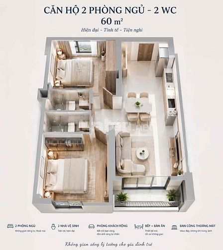 BÁN CĂN HỘ 52m2 -1 tỷ658 CÁCH  SÂN BAY CẦN THƠ 1KM