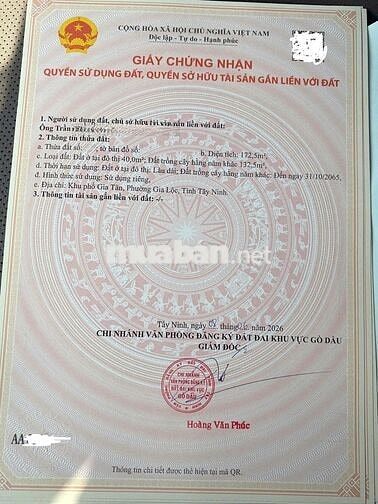 ngộp bán đất, giá 850 triệu đường Gia Huỳnh phường Gia lộc Trảng Bàng