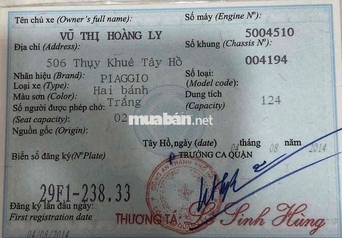 Piaggio Vespa 2014 124cc Trắng