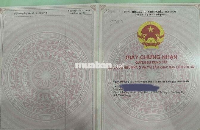 Bán 2 thửa đất mặt tiền liền kề Gò Công Tây ~1400m2,có thổ cư sổ riêng
