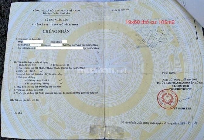 Đất bán xã Phú Mỹ Hừng đường Võ Thị Bàng 1149 ONT 105m2. Giá 4.5 tỷ