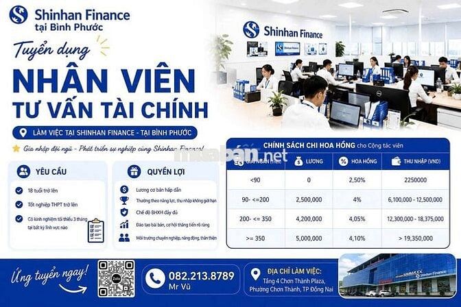 SHINHAN FINANCE BÌNH PHƯỚC TUYỂN DỤNG