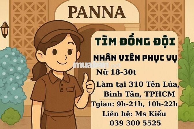 [B.Tân] Tuyển Phụ bếp/Phục vụ nhà hàng chay PANNA
