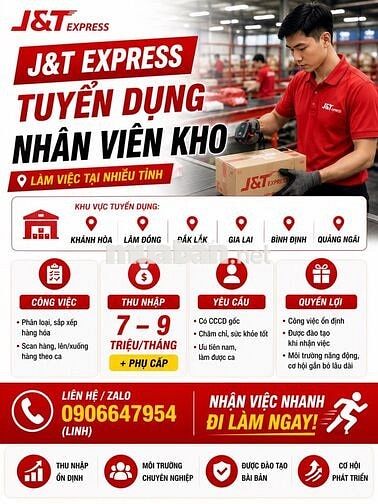 TUYỂN DỤNG NHÂN VIÊN KHO J&T TÂY NGUYÊN