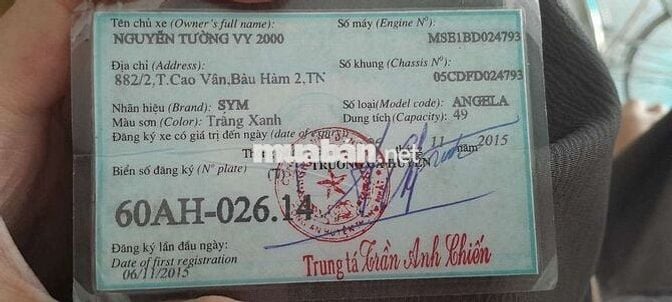 SYM Angela 50 Trắng, xanh 10.000 km