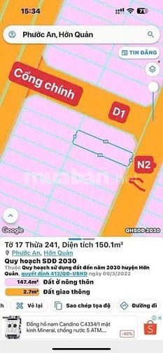 BÁN ĐẤT THỔ CƯ XÃ TÂN QUAN ĐỒNG NAI ( MỚI ) XÃ PHƯỚC AN , HỚN QUẢN BP