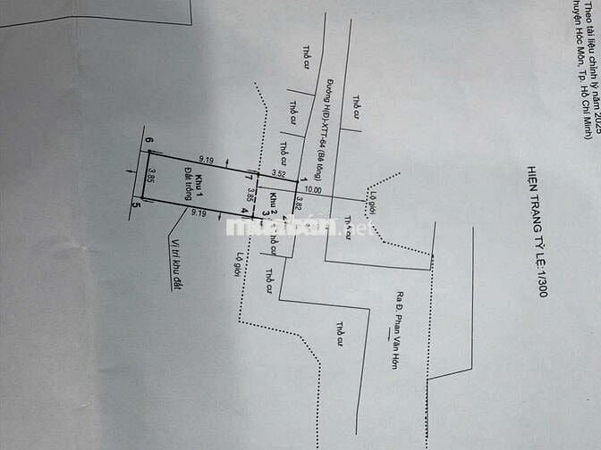 Bán đất Hoc môn 50m2  SHR, hẻm 3m