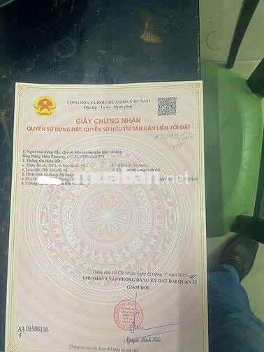 Bán đất Hiệp Thành Q12 66m2 SHR