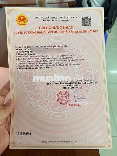Bán nhà mới xây đường Nguyễn Đức Thiệu, Dĩ An diện tích 103,7m2