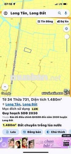 lô đất long tân - đất đỏ ( brvt cũ - tphcm )