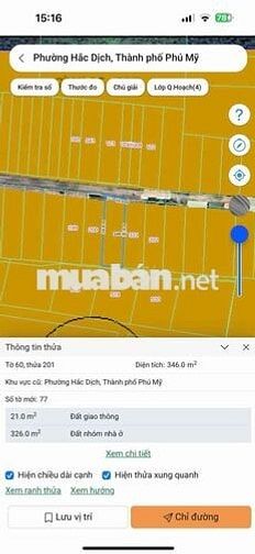 bán đất kp4 p.hắc dịch phú mỹ,đg thông rộng 6m,dt:10x33 giá 1.7ty