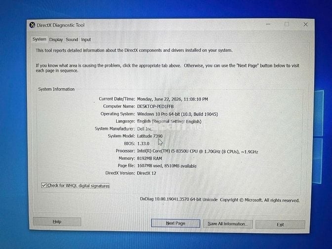 Laptop văn phòng Dell Latitude 7390