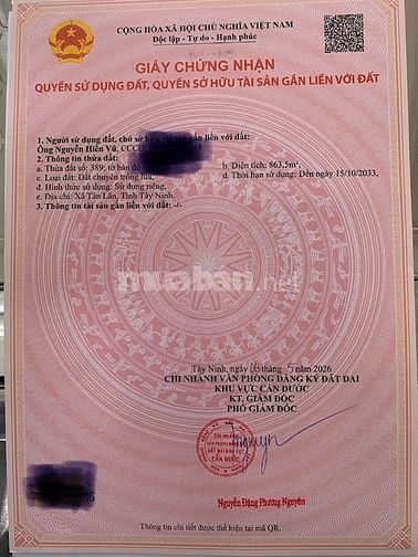 Bán 863.5 m vuông đất xã Tân Lân, Cần Đước , Long An giá 500 triệu đ