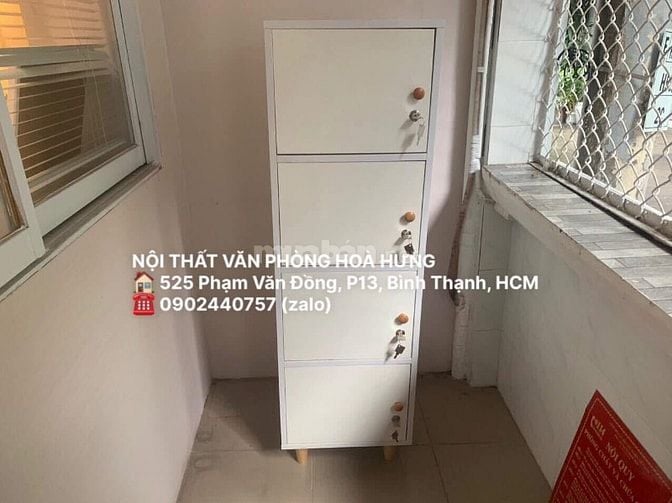 TỦ ĐỒ MINI 4 CÁNH CAO 130CM  - MÀU SỒI CÁNH TRẮNG